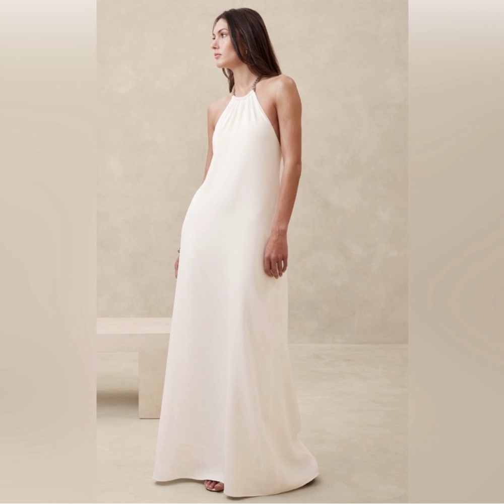 Banana Republic Crepe Halter Maxi Dress